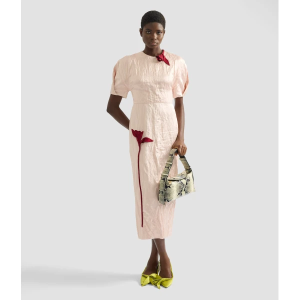 Erdem Embroidered Textured Satin Midi Dress - Dresses - British Romantic Luxury at Coveti
