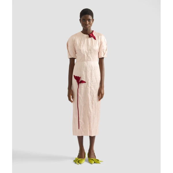 Erdem Embroidered Textured Satin Midi Dress - Dresses - British Romantic Luxury at Coveti