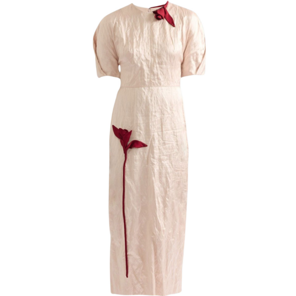 Erdem Embroidered Textured Satin Midi Dress - Dresses - British Romantic Luxury at Coveti