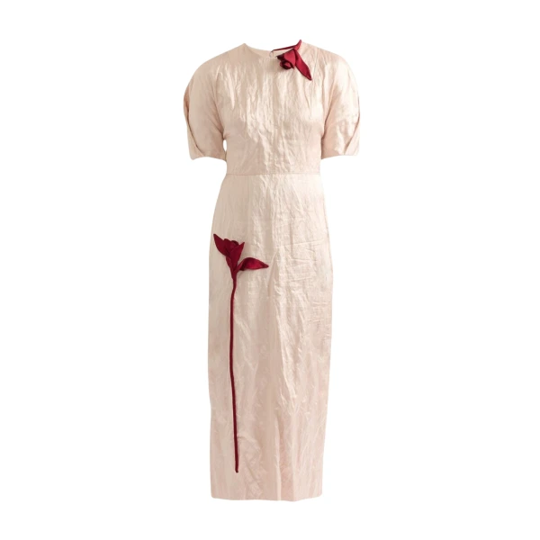 Erdem Embroidered Textured Satin Midi Dress - Dresses - British Romantic Luxury at Coveti