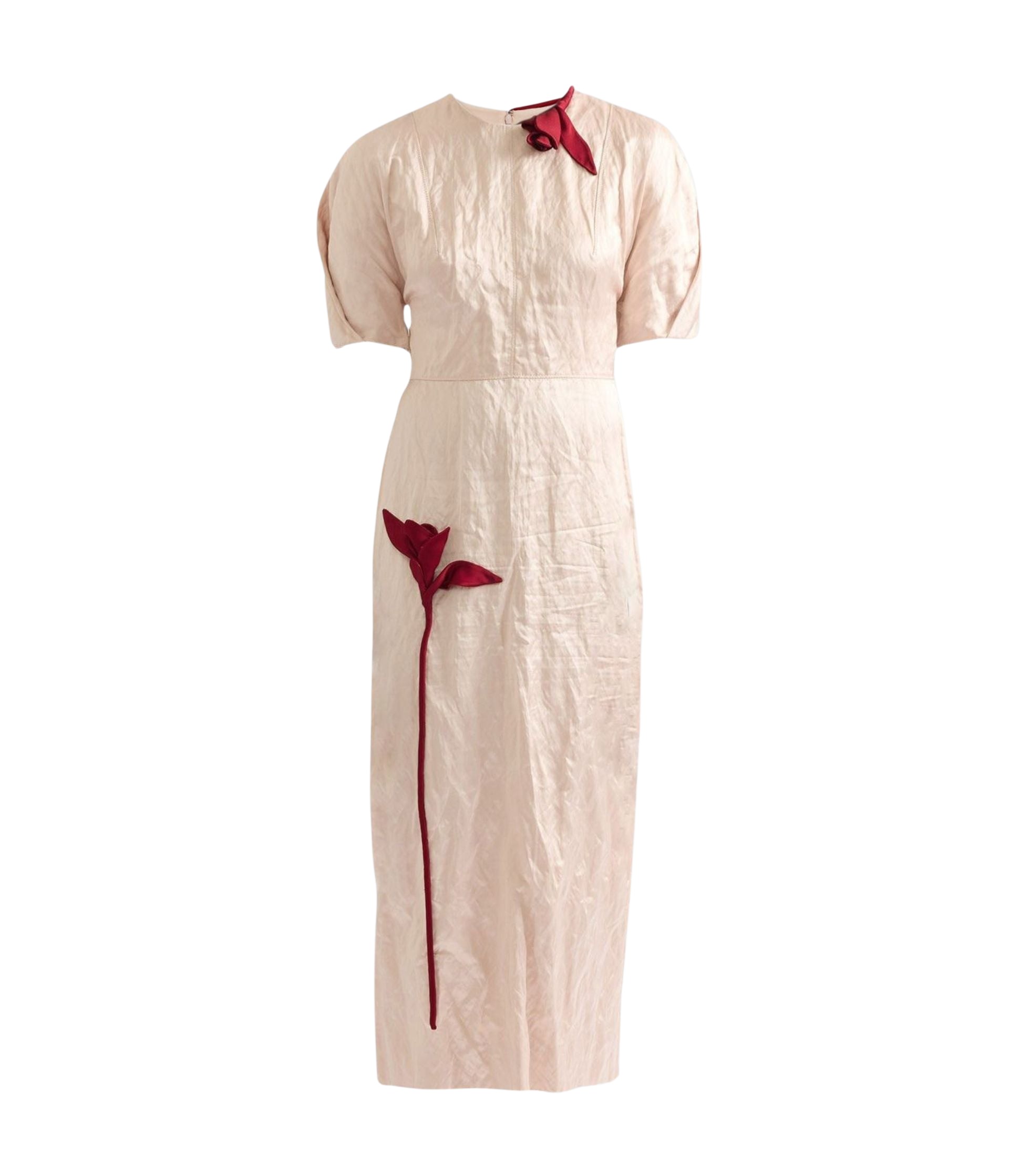 Erdem Embroidered Textured Satin Midi Dress