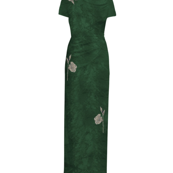 Erdem Embroidered Textured Satin Short Sleeve Gown - Dresses - British Romantic Luxury at Coveti