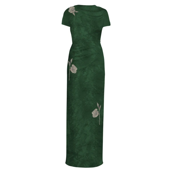 Erdem Embroidered Textured Satin Short Sleeve Gown - Dresses - British Romantic Luxury at Coveti