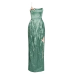 Erdem Embroidered Textured Satin Sleeveless Gown - Dresses - British Romantic Luxury at Coveti