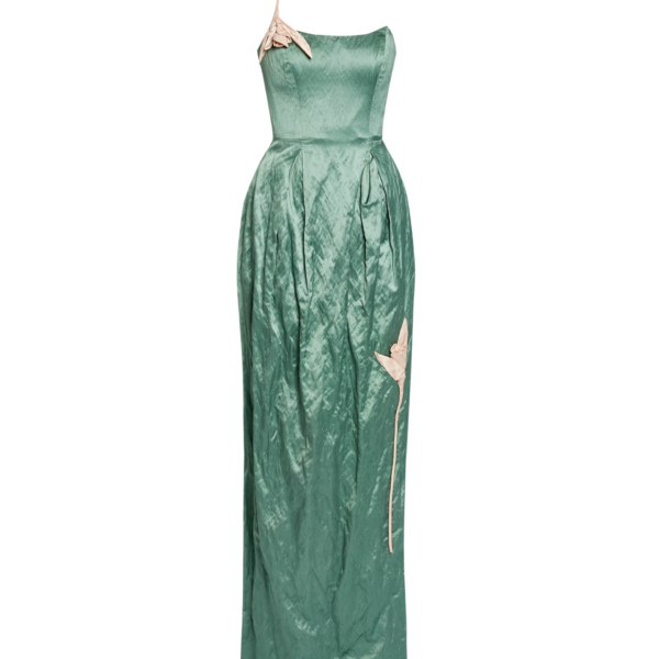 Erdem Embroidered Textured Satin Sleeveless Gown - Dresses - British Romantic Luxury at Coveti
