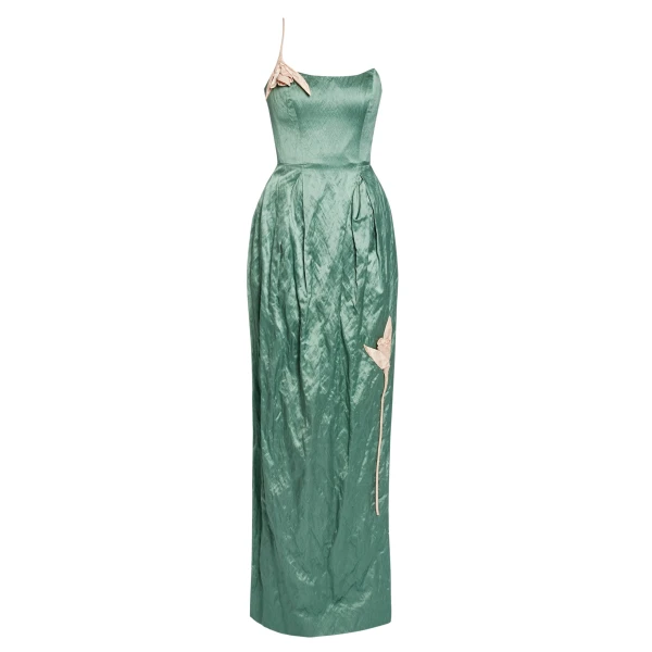 Erdem Embroidered Textured Satin Sleeveless Gown - Dresses - British Romantic Luxury at Coveti
