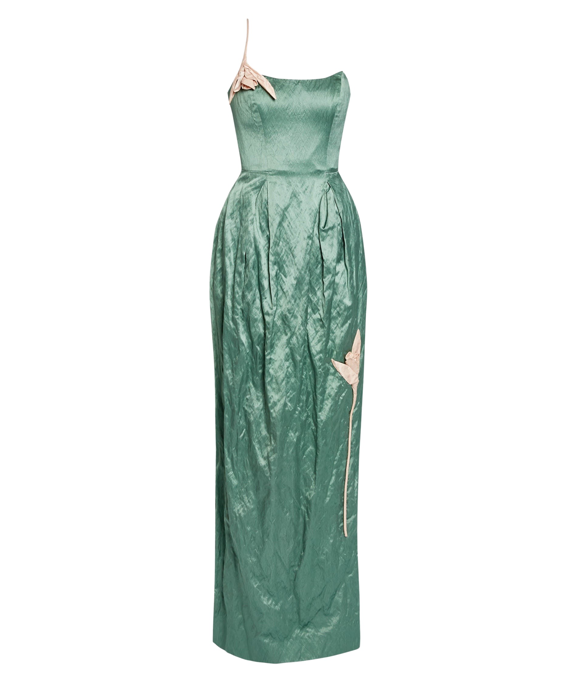 Erdem Embroidered Textured Satin Sleeveless Gown