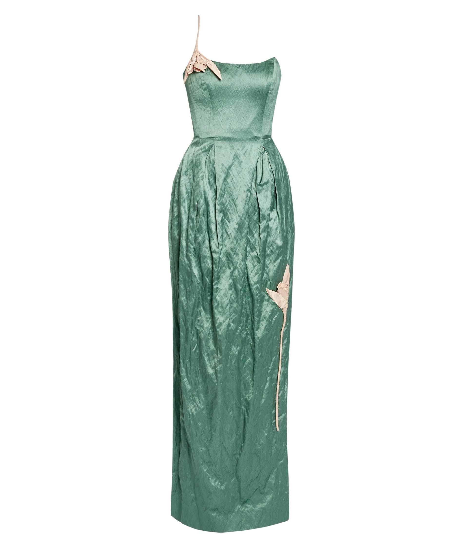 Erdem-Embroidered-Textured-Satin-Sleeveless-Gown-coveti52597_nobg Erdem Embroidered Textured Satin Sleeveless Gown - Dresses - British Romantic Luxury at Coveti