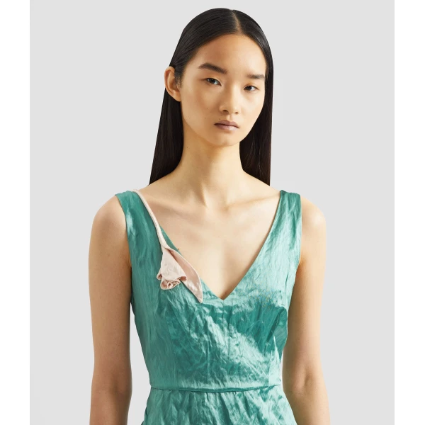 Erdem Embroidered Textured Satin Sleeveless Midi Dress - Dresses - British Romantic Luxury at Coveti