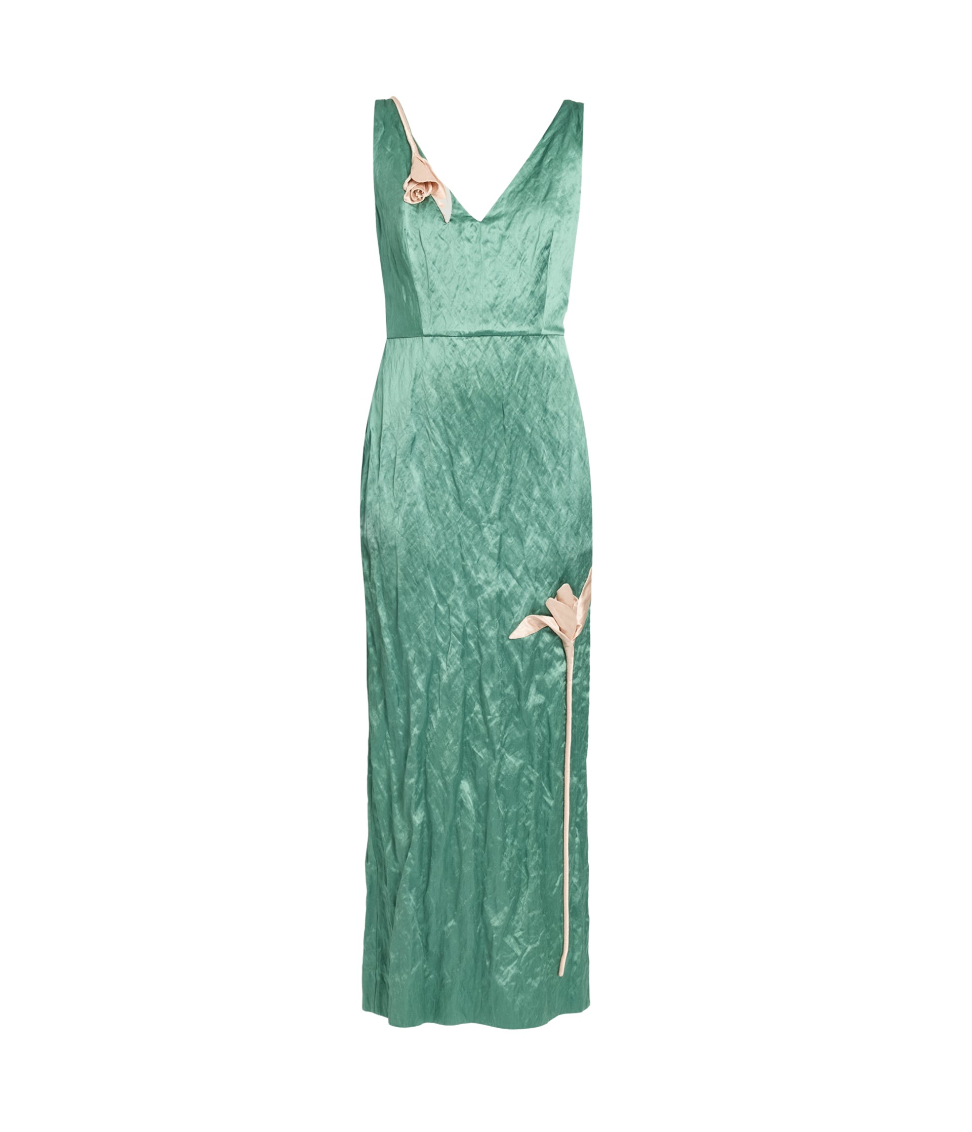 Erdem Embroidered Textured Satin Sleeveless Midi Dress