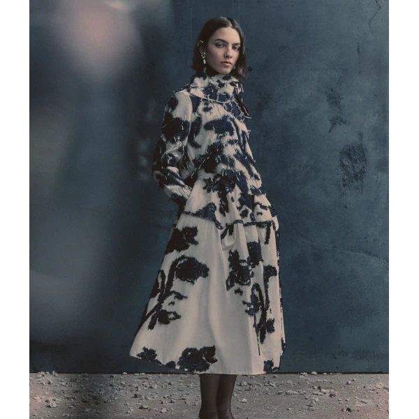 Erdem Fil Coupe Poplin Midi Full Skirt - Skirts - British Romantic Luxury at Coveti
