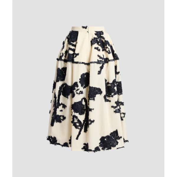 Erdem Fil Coupe Poplin Midi Full Skirt - Skirts - British Romantic Luxury at Coveti