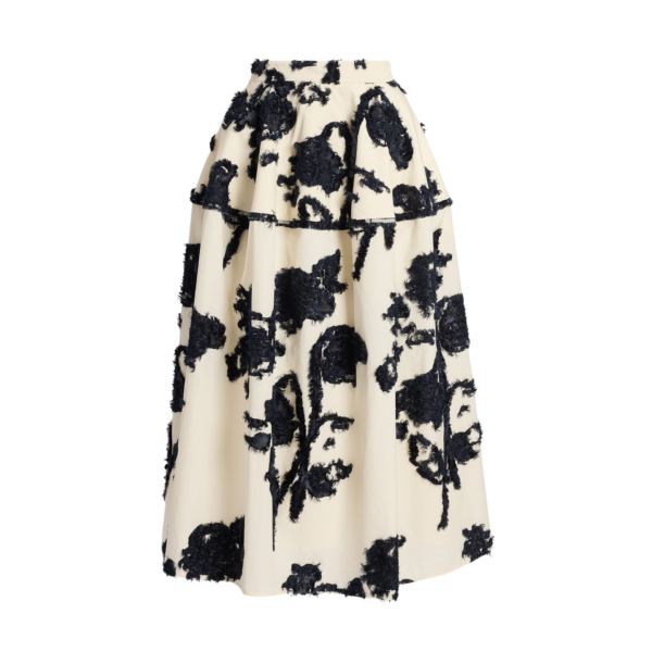 Erdem Fil Coupe Poplin Midi Full Skirt - Skirts - British Romantic Luxury at Coveti