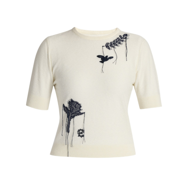 Erdem Fine Alpaca Blend Short Sleeve Crew Jumper - Knitwear - British Romantic Luxury at Coveti