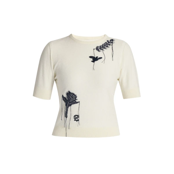 Erdem Fine Alpaca Blend Short Sleeve Crew Jumper - Knitwear - British Romantic Luxury at Coveti