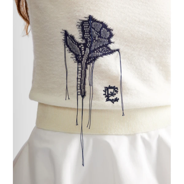 Erdem Fine Alpaca Blend Short Sleeve Crew Jumper - Knitwear - British Romantic Luxury at Coveti