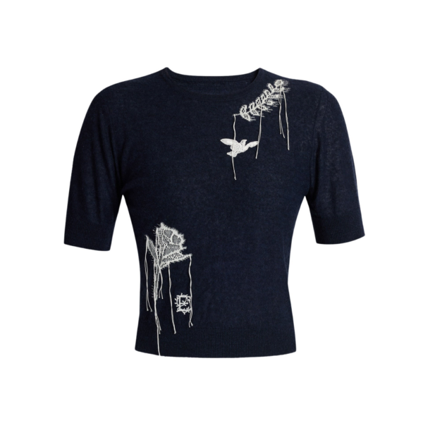 Erdem Fine Alpaca Blend Short Sleeve Crew Jumper - Knitwear - British Romantic Luxury at Coveti