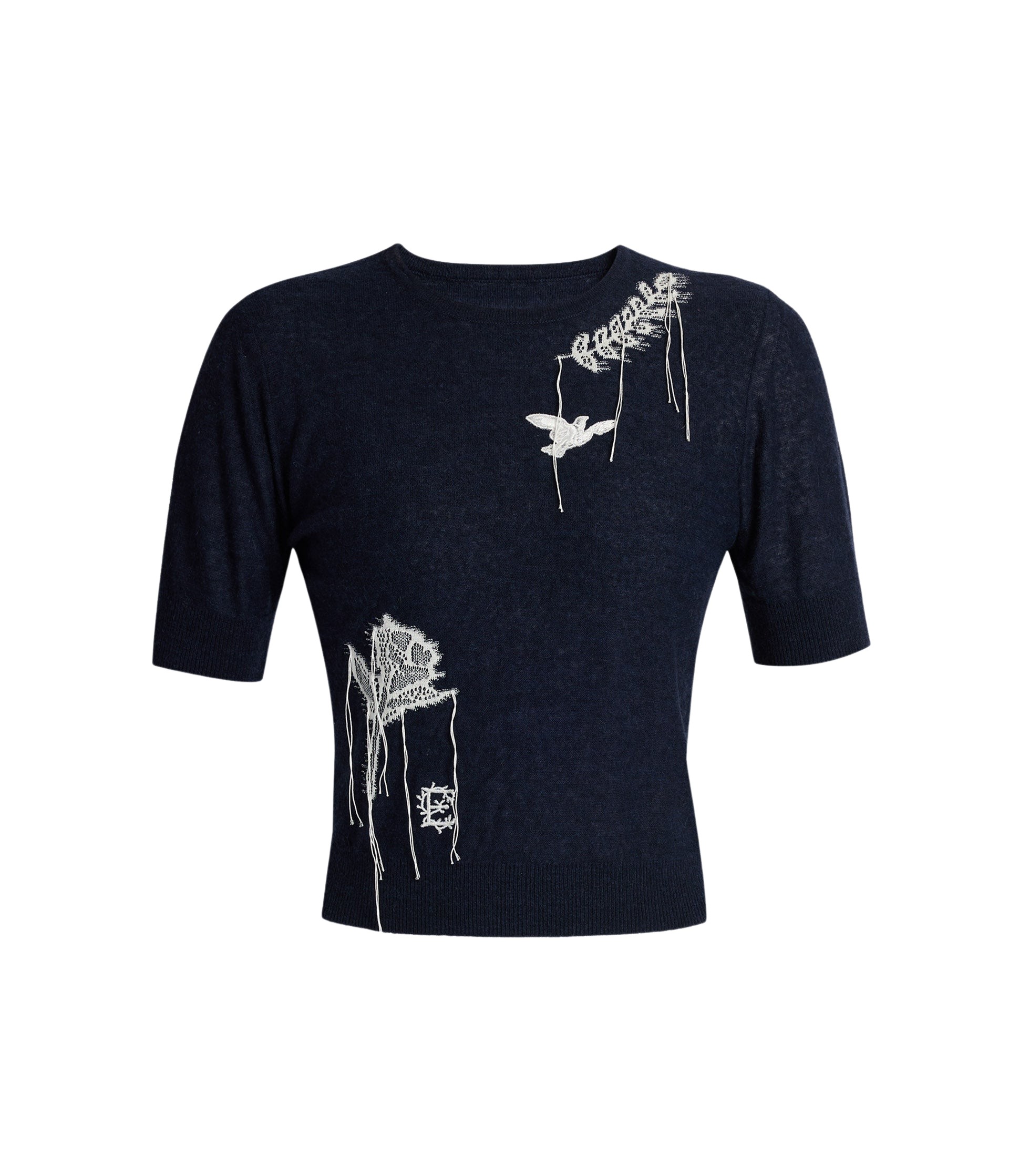 Erdem Fine Alpaca Blend Short Sleeve Crew Jumper - Knitwear - British Romantic Luxury at Coveti