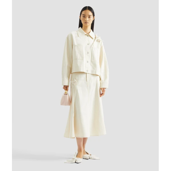 Erdem Floral Appliqué Denim Cropped Jacket - Jackets - British Romantic Luxury at Coveti
