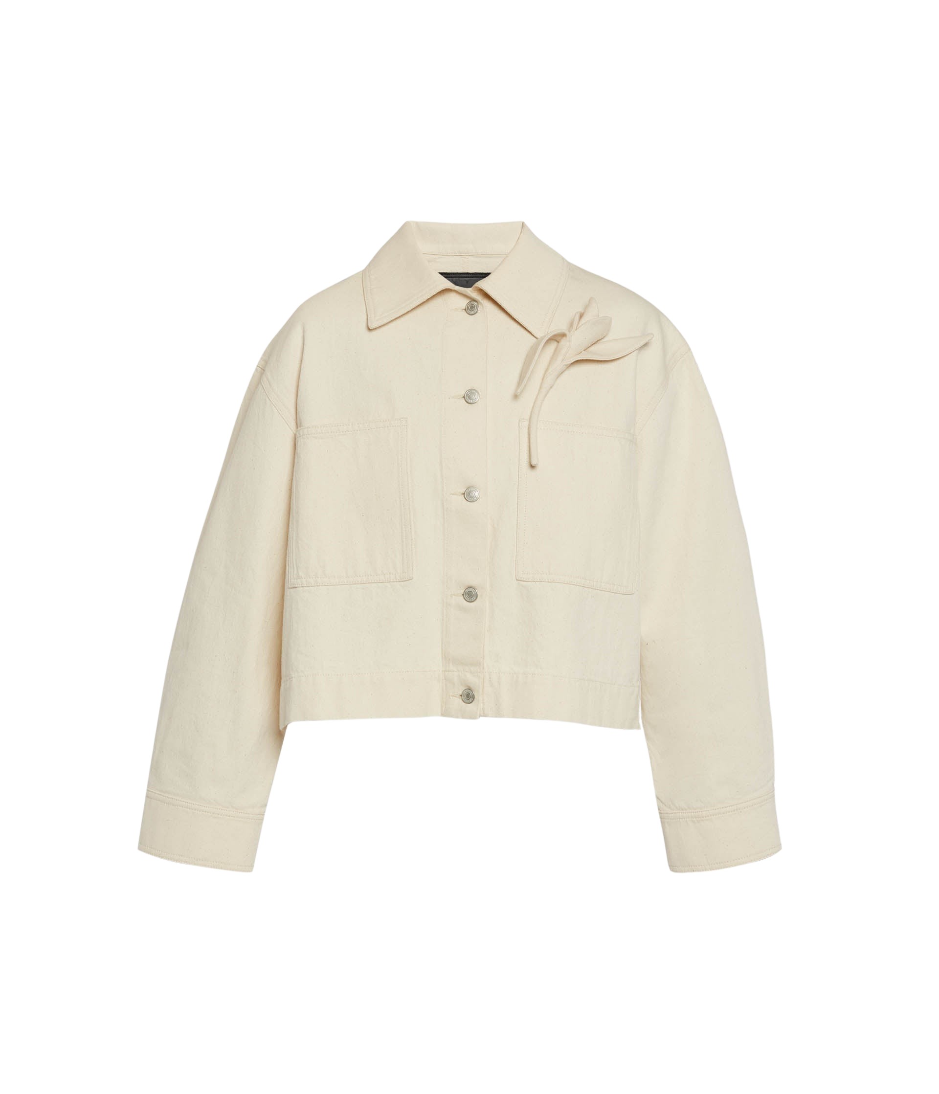Erdem Floral Appliqué Denim Cropped Jacket