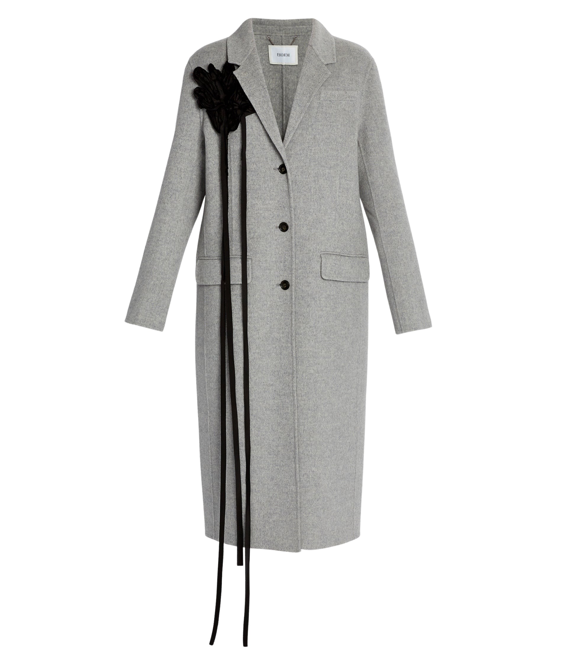 Erdem Floral Appliqué Double Faced Wool Tailored Coat