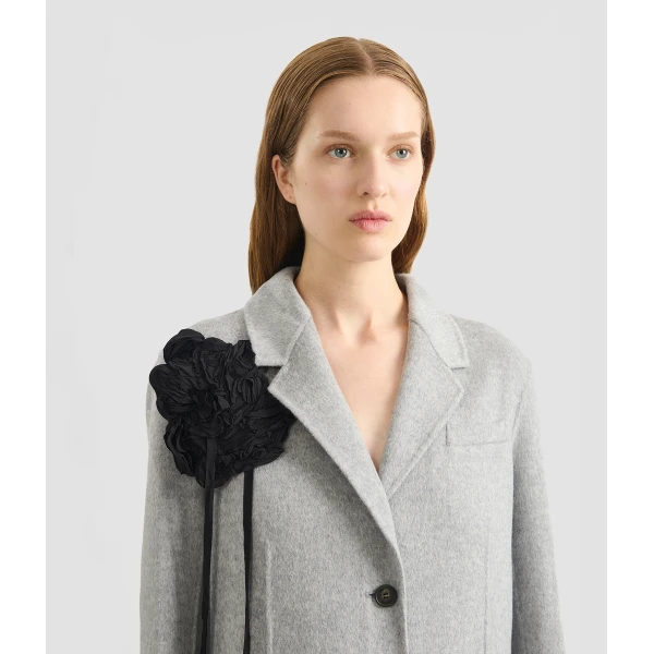 Erdem Floral Appliqué Double Faced Wool Tailored Coat - Coats - British Romantic Luxury at Coveti