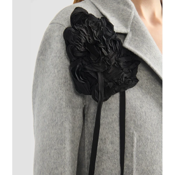 Erdem Floral Appliqué Double Faced Wool Tailored Coat - Coats - British Romantic Luxury at Coveti