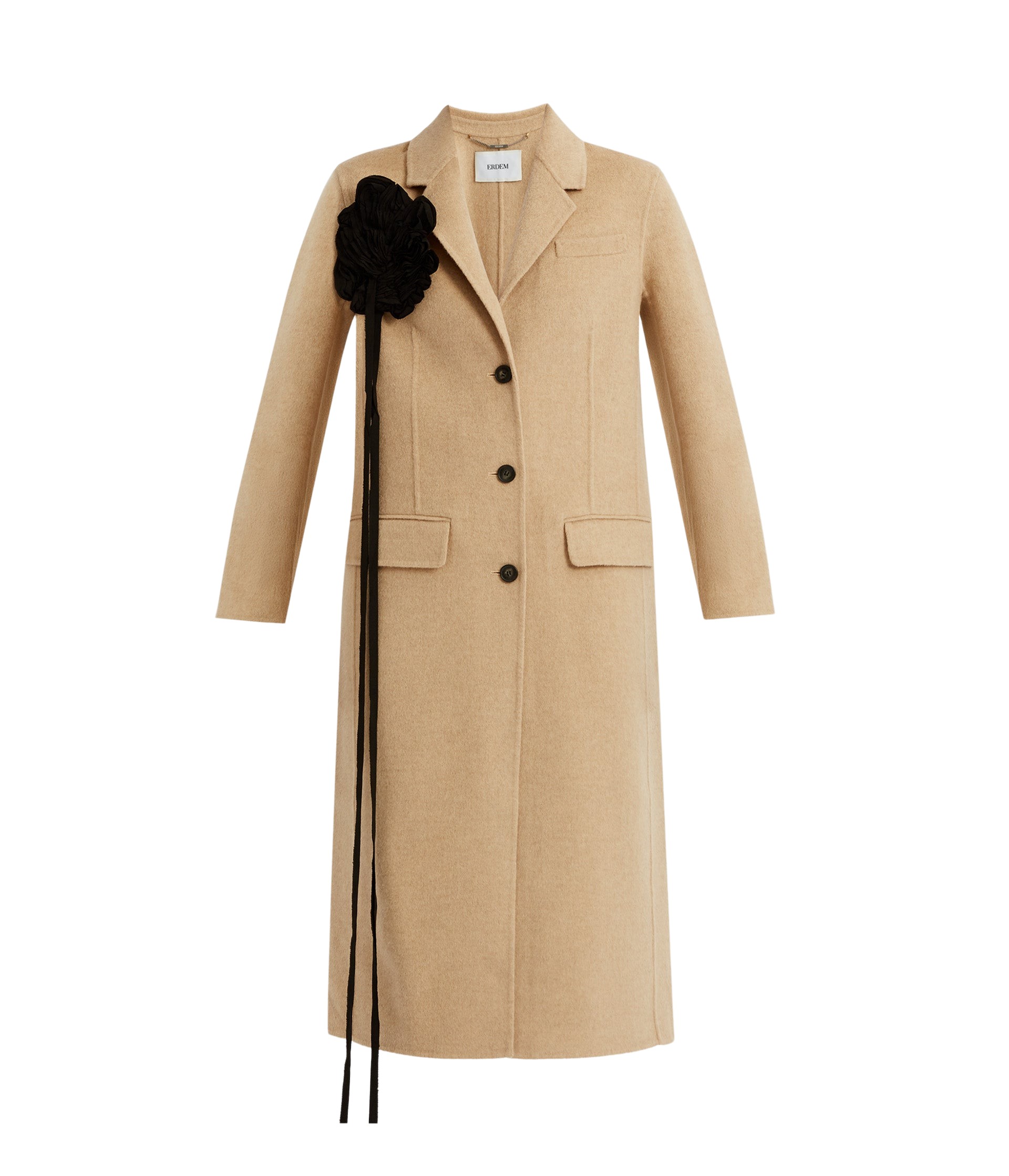 Erdem Floral Appliqué Double Faced Wool Tailored Coat