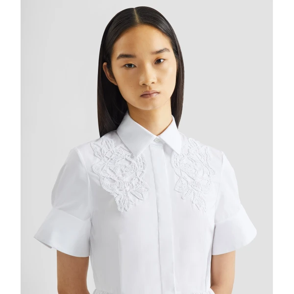 Erdem Floral Appliqué Draped Shirt Dress - Dresses - British Romantic Luxury at Coveti