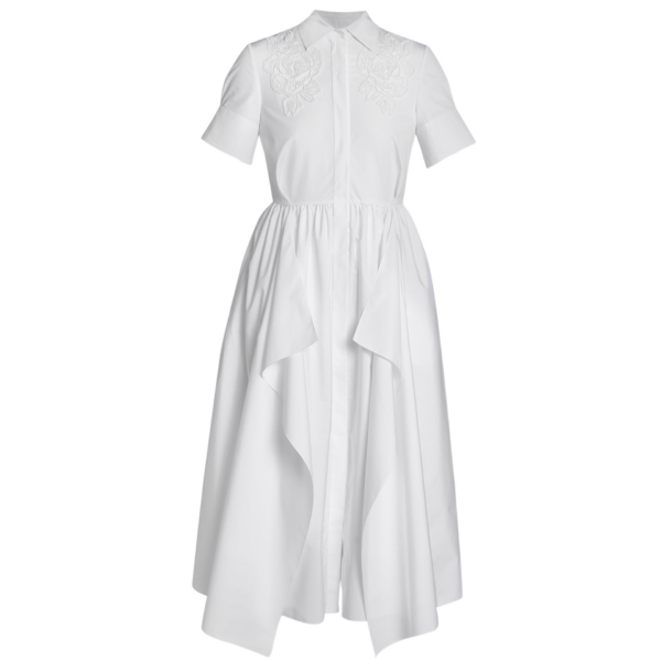 Erdem Floral Appliqué Draped Shirt Dress - Dresses - British Romantic Luxury at Coveti
