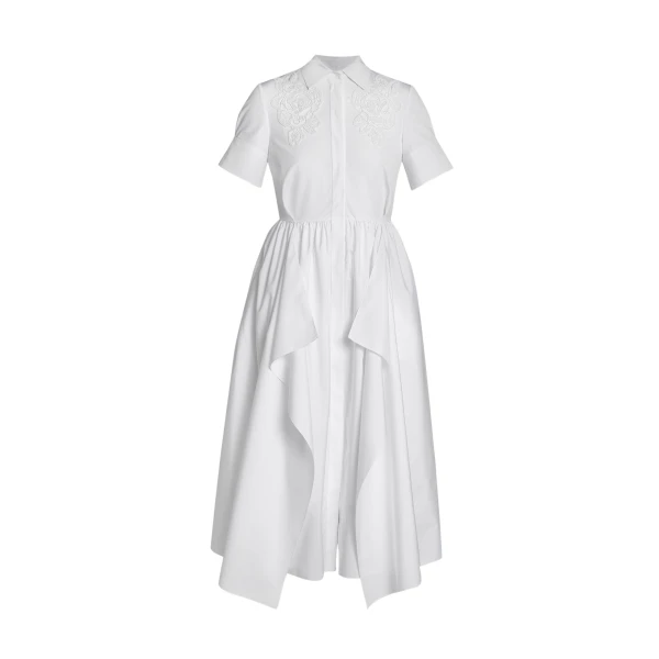 Erdem Floral Appliqué Draped Shirt Dress - Dresses - British Romantic Luxury at Coveti