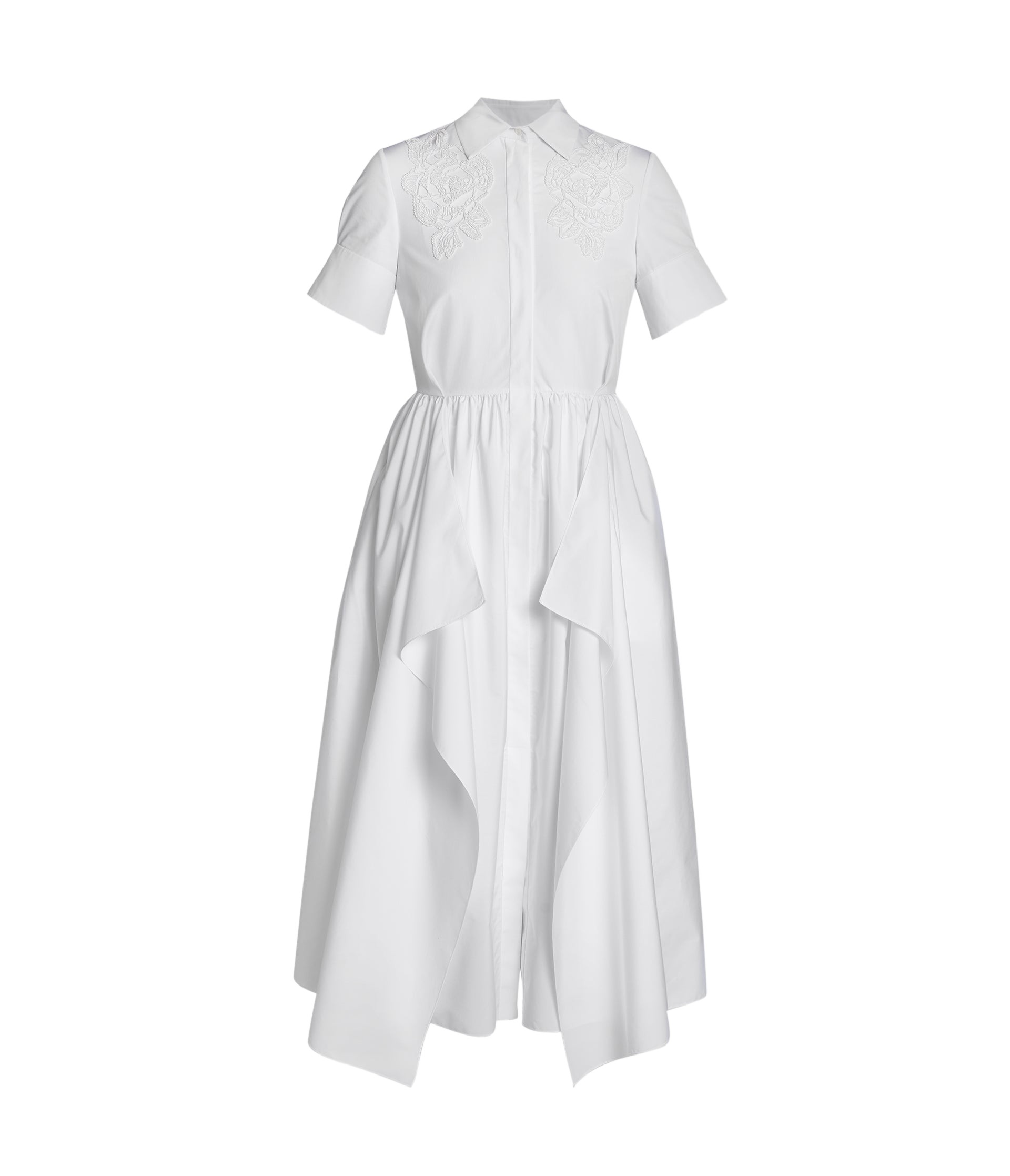 Erdem Floral Appliqué Draped Shirt Dress