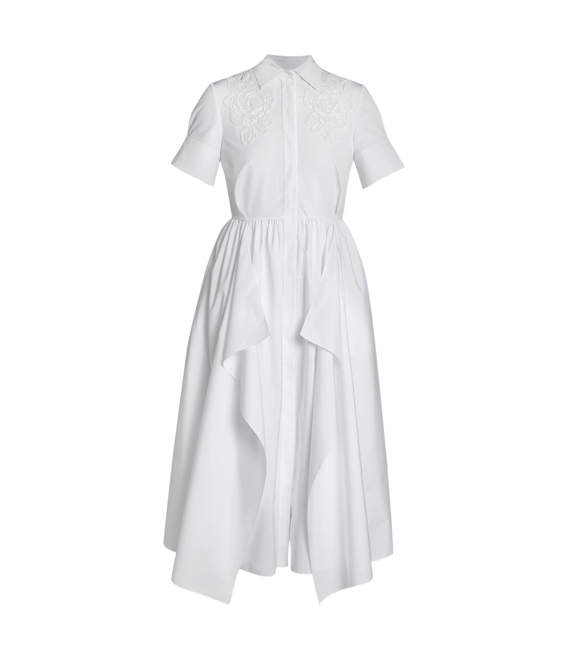 Erdem-Floral-Applique-Draped-Shirt-Dress-coveti86129_nobg Erdem Floral Appliqué Draped Shirt Dress - Dresses - British Romantic Luxury at Coveti