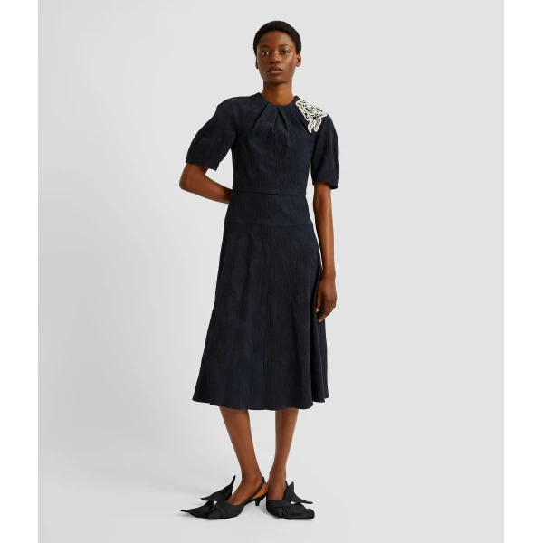 Erdem Floral Appliqué Jacquard Midi Dress - Dresses - British Romantic Luxury at Coveti