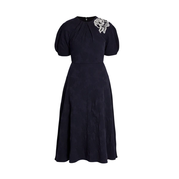 Erdem Floral Appliqué Jacquard Midi Dress - Dresses - British Romantic Luxury at Coveti