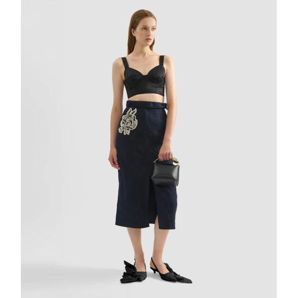 Erdem Floral Appliqué Jacquard Pencil Skirt - Skirts - British Romantic Luxury at Coveti