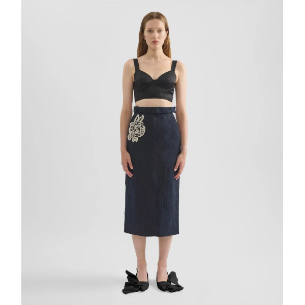Erdem Floral Appliqué Jacquard Pencil Skirt - Skirts - British Romantic Luxury at Coveti