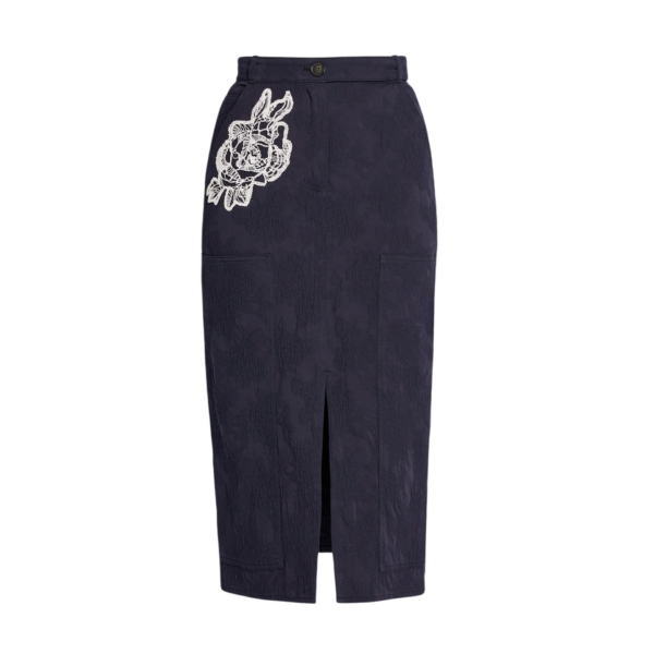 Erdem Floral Appliqué Jacquard Pencil Skirt - Skirts - British Romantic Luxury at Coveti