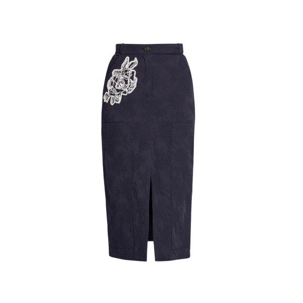 Erdem Floral Appliqué Jacquard Pencil Skirt - Skirts - British Romantic Luxury at Coveti