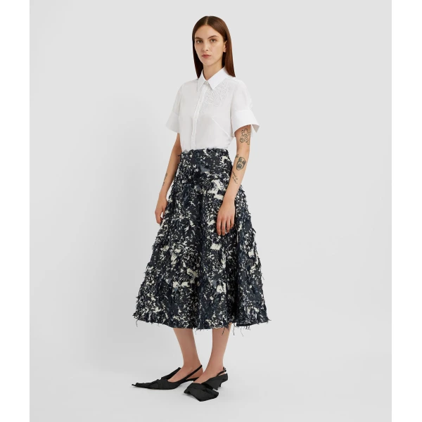 Erdem Floral Appliqué Short Sleeve Shirt - Tops - British Romantic Luxury at Coveti