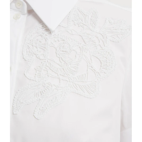 Erdem Floral Appliqué Short Sleeve Shirt - Tops - British Romantic Luxury at Coveti