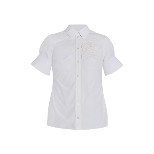 Erdem Floral Appliqué Short Sleeve Shirt - Tops - British Romantic Luxury at Coveti