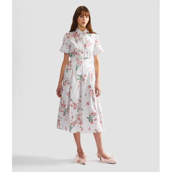 Erdem Floral Cotton Midi Pleated Skirt - Skirts - British Romantic Luxury at Coveti