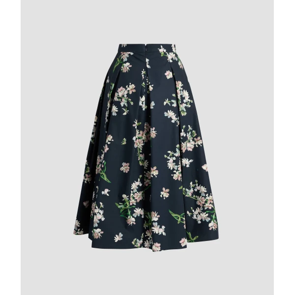 Erdem Floral Cotton Midi Pleated Skirt - Skirts - British Romantic Luxury at Coveti