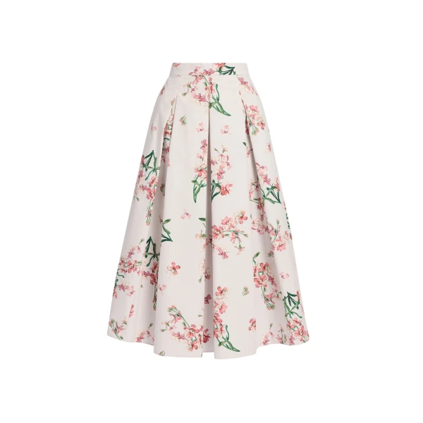 Erdem Floral Cotton Midi Pleated Skirt - Skirts - British Romantic Luxury at Coveti