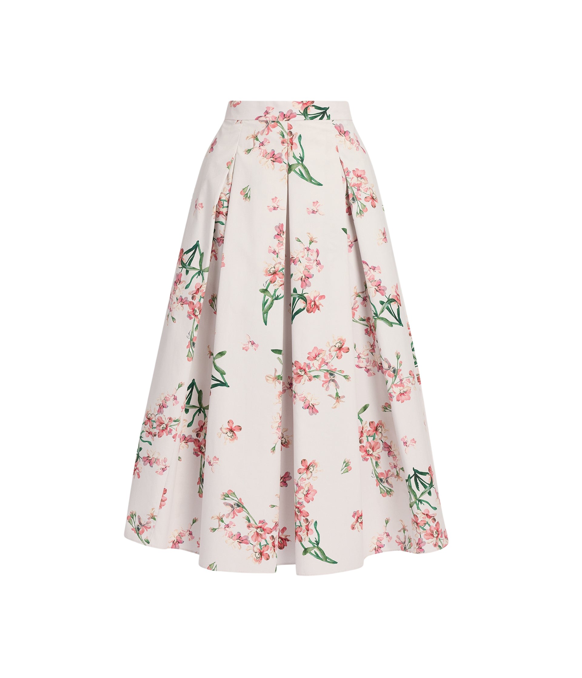 Erdem Floral Cotton Midi Pleated Skirt - Skirts - British Romantic Luxury at Coveti