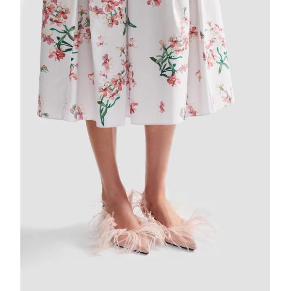 Erdem Floral Cotton Midi Pleated Skirt - Skirts - British Romantic Luxury at Coveti