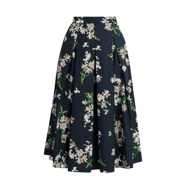 Erdem Floral Cotton Midi Pleated Skirt - Skirts - British Romantic Luxury at Coveti