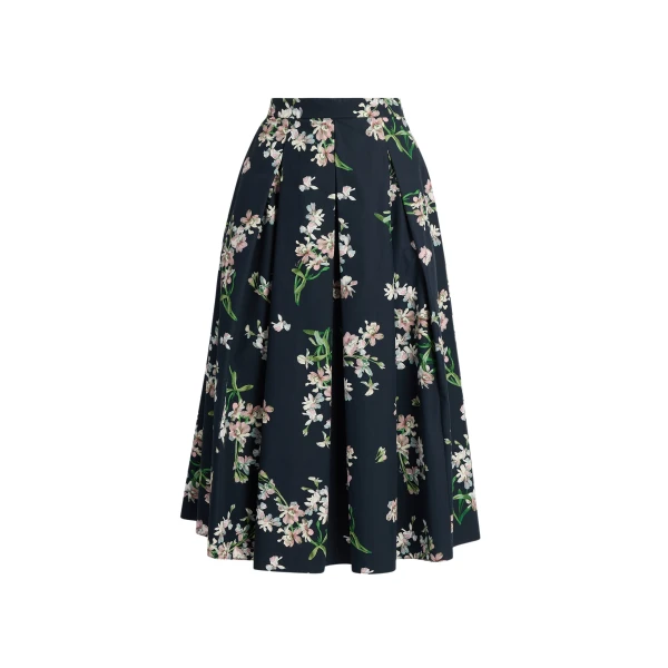 Erdem Floral Cotton Midi Pleated Skirt - Skirts - British Romantic Luxury at Coveti