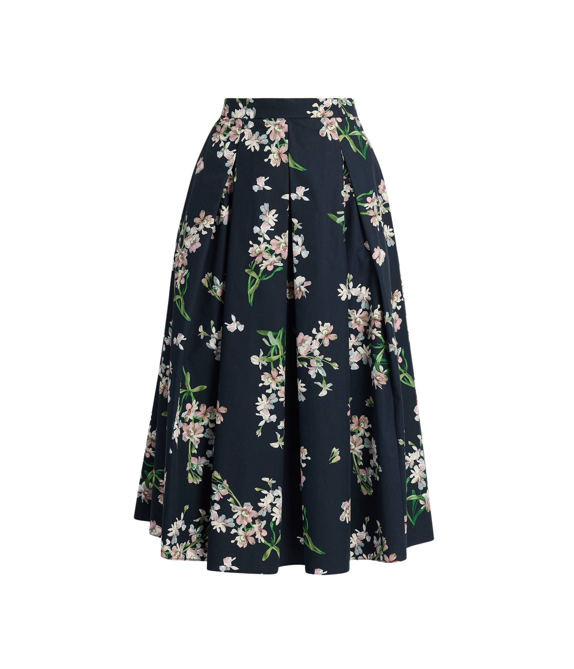 Erdem Floral Cotton Midi Pleated Skirt - Skirts - British Romantic Luxury at Coveti
